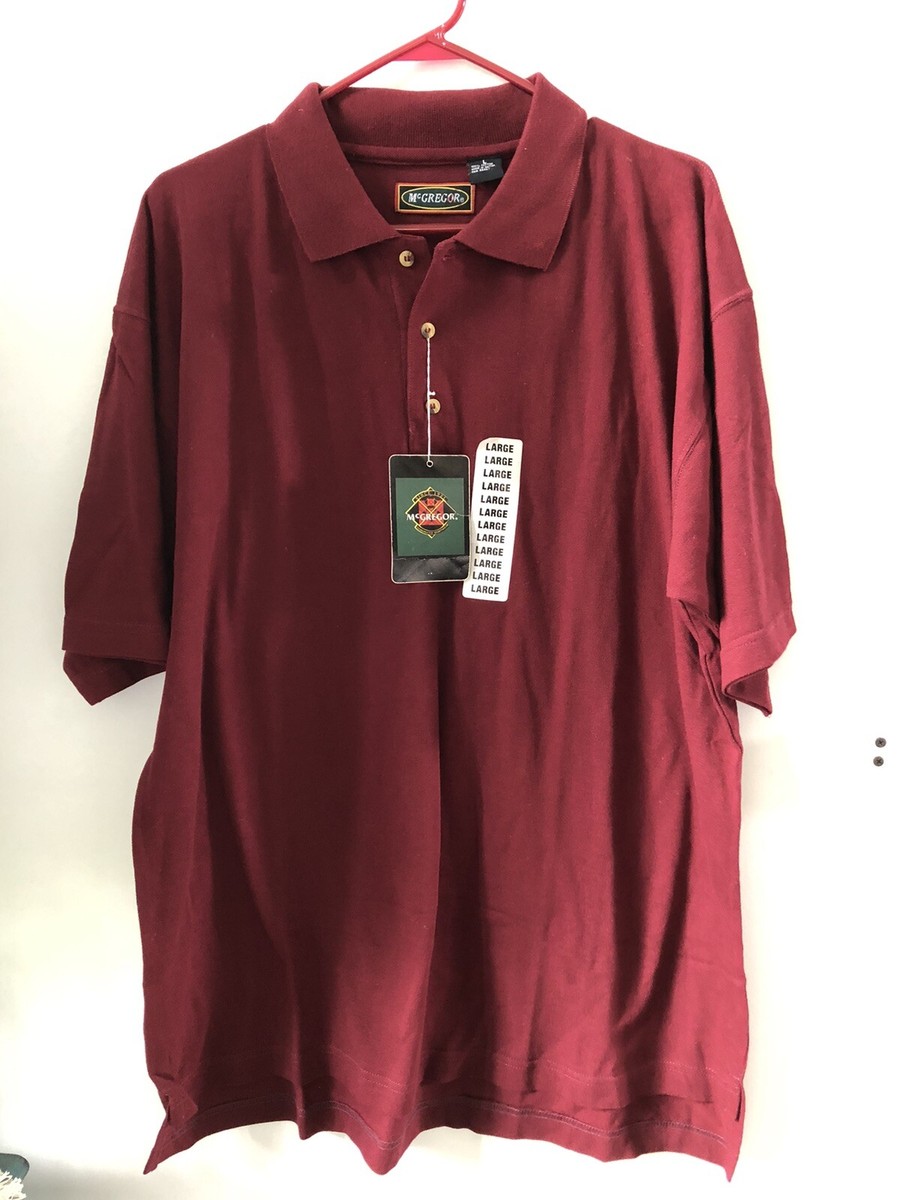 McGregor Polo Shirt Adult Large Deep Red Short Sleeve Men New