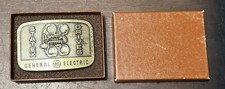Vtg General Electric Statex Drive GE Brass Colored Belt Buckle In Original Box