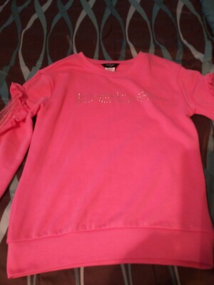 Girls Coral Bebe Sweatshirt w cut pattern sleeve Size 10/12