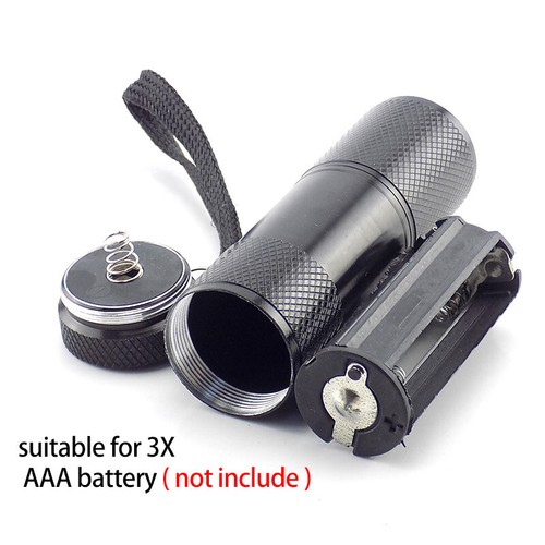 Linterna ultravioleta de aluminio 9 LED luz negra detector de dinero AAA antorcha UV 395 - Imagen 2 de 16