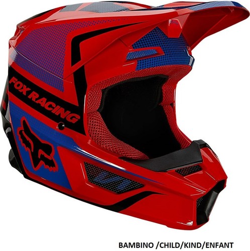 Casco cross bambino fox youth v1 oktiv helmet ece rosso | eBay
