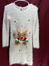 Christmas Party Sweater Dress Guess Stuffed Moose Size 10 Stretchy Ugly Sweater
