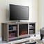 58" wood highboy fireplace media tv stand console - driftwood