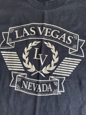VTG 90s Las Vegas T Shirt Black Silver Murina