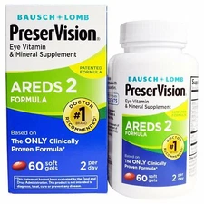 Preser Vision Areds 2 Formula Eye Vitamin & Mineral Softgels Supplement 60 Count