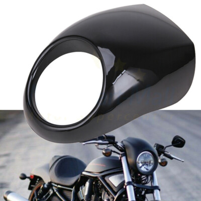 Motorcycle Kuip Voor Harley Voor Dyna FX Sportster XL 1200 883 72 48 Ijzer 1973-Up Motorfiets Koplamp Masker Hoofd Licht Kuip Voorvork Mount Kits Fairings (Kleur : Bright black