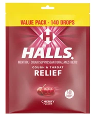 HALLS Relief Cherry Cough Drops, Value Pack, 140 Drops - Free Shipping