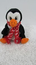 1998 Coca-Cola Coke Penguin Bean Bag Plush Toy Snowflake Scarf