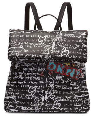DKNY Tilly Graffiti Fold over Backpack Tote Purse New  display picture 2