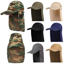 Men Women UV Protection Visor Cap Ear Neck Flap Cover Outdoor Hiking Fishing Hat