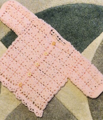 Handgehäkelte Strickjacke Baby 3-6 Monate