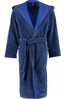 Cawö Herren Bademantel Saunamantel blau Velours Qualität 801 11