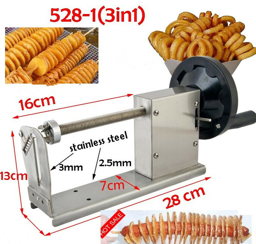 Commercial Manual Spiral Potato Chips Curly Fries Twist Hot Dog Cutter  Slicer