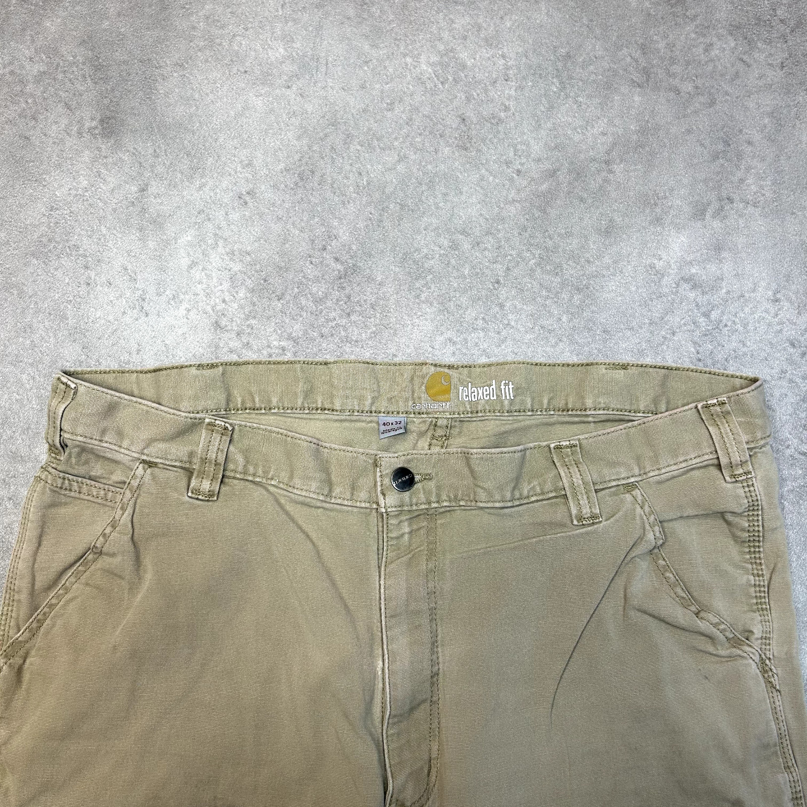 Carhartt Carpenter Trousers Mens 36" Relaxed Fit Wide Leg Denim Pants, Beige image 3