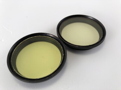 2 E.Leitz Wetzlar Leica E36 36mm Summitar #O & #1 Yellow Screw In Filters Black