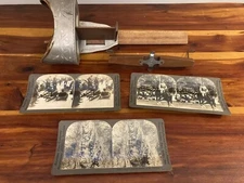 Vintage Underwood & Underwood Stereoscope Viewer with 3 Slides Early 1900s