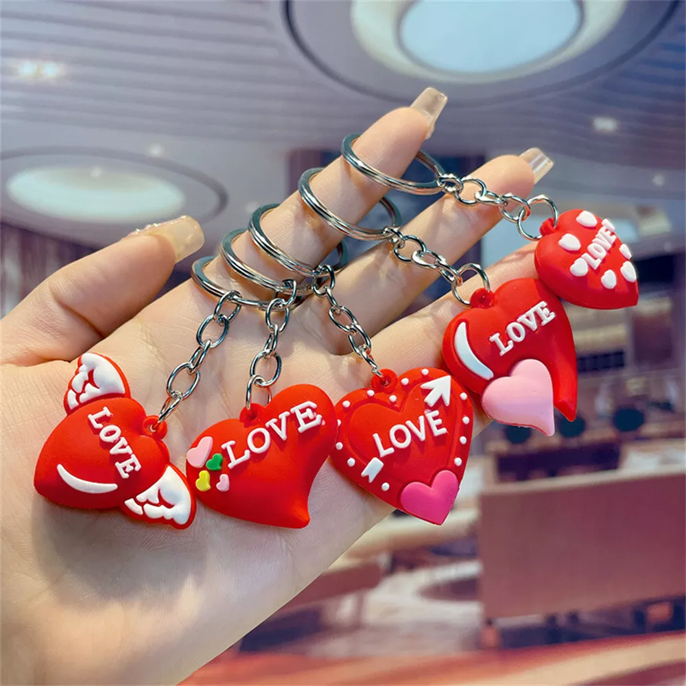 10Pcs Mini Love Keychains Cute Heart Key Chain Pendant Key Ring Gift