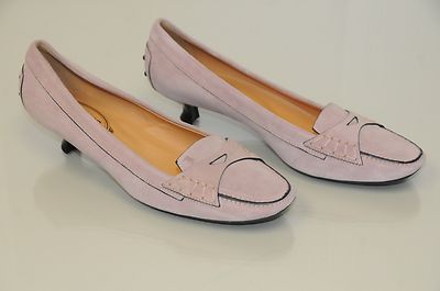 NEW TOD'S Moccasins Loafers Driving Low Heels Pink Lilac Suede TODS 9.5