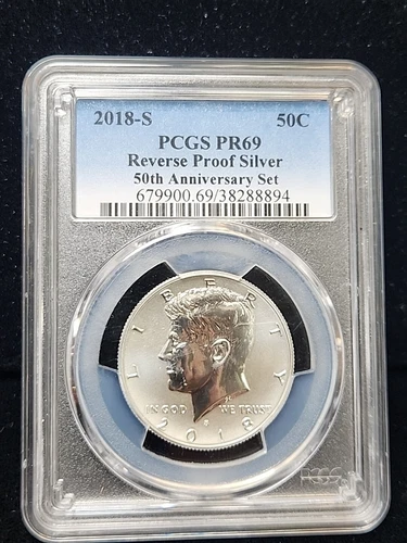 2018-S Kennedy Silver PCGS PR69 Reverse Proof 50th Ann Set.   RM623