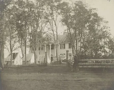 8" x 10" 1861 Photo Wallach House, Culpeper, Va. tents in front of the house