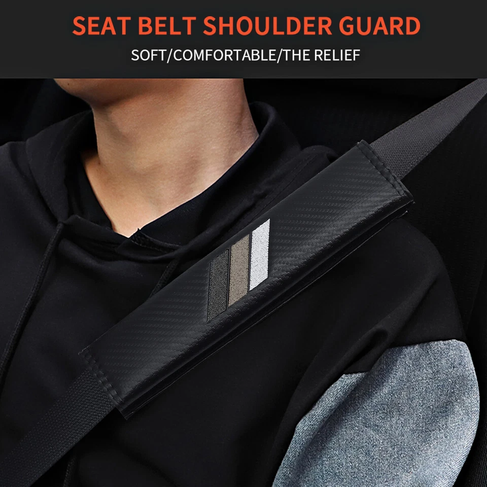 2 almohadillas de hombro de cinturón de seguridad gris fibra de carbono para accesorio Toyota Tacoma Foto 2 de 4