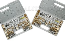 80 PC PIECE TITANIUM METRIC & SAE SIZE INCH STEEL TAP & AND DIE TOOL SET KIT