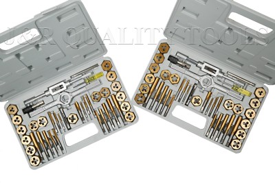 80 PC PIECE TITANIUM METRIC & SAE SIZE INCH STEEL TAP & AND DIE TOOL SET KIT