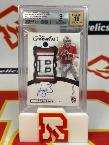 2020 FLAWLESS COLLEGIATE JOE BURROW RPA BLACK 1/1 CONFERENCE LOGO BGS 9/10 OHIO