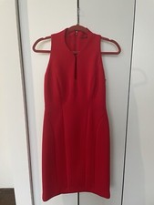 Elie Tahari Womens Bright Red Split Neck Zip Back Sleeveless fitted Dress Size 4