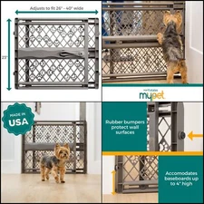MYPET North States Paws Portable Pet Gate: 26-40" Wide. Pressure Mount.
