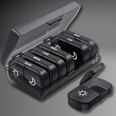 Weekly Pill Box Organizer 7 Day Medicine Storage Case 2 Times a Day Daily AM PM