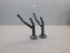 Set of 2 Cast Iron Faux Rustic Branch Wall Hooks