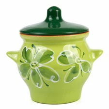 Green Bean Pot Baking Stewing Stoneware Ramekin Clay Slow Cooking Pot with Lid