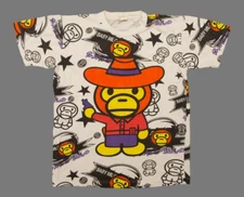 Vtg & unique BABY MILO aop fugazzi western theme white t-shirt, fit men's Medium