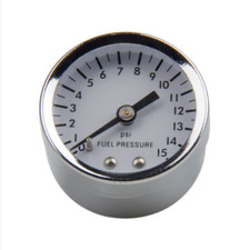 FUEL PRESSURE GAGUES WHITE FACE 0 - 15 PSI LIQUID FILLED 1/8 NTP
