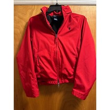 Polo Ralph Lauren Windbreaker Jacket Red Full Zip Hooded Youth Medium 10-12 