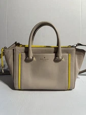 Kate Spade New York Small Orley Leather Tote Crossbody Handle Pumice & Yellow