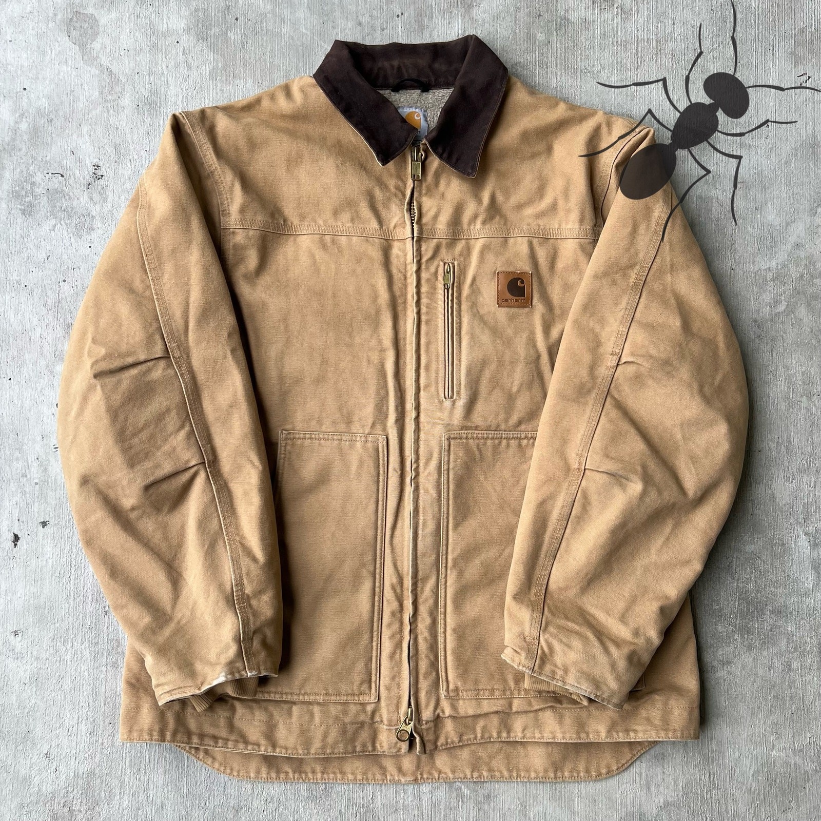 Vintage Y2K Carhartt C61 CML Brown Sherpa Lined Work Jacket