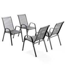 BIRCHTREE Garden Chairs Set of 4 Stackable Garden Furniture Deck Dining Chair