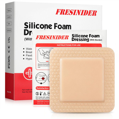 Silicone Foam Dressing with Adhesive Border   Wound Dressing Bandage   Silicone