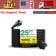 25 Ft. 16/3 Heavy Duty Extension Cord - Black
