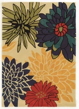 Linon Trio Mum Hand Tufted Polyester 5'x7' Rug in Ivory