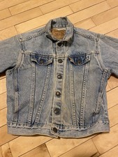 Levi's Denim Jacket Youth 7 Trucker Orange Tab 74027 100 Cotton Distressed