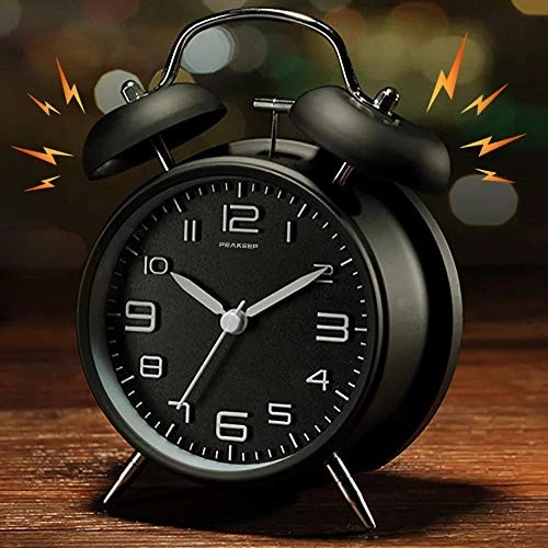  4 Inches Twin Bell Loud Alarm Clock for Heavy Sleepers, Backlight, Black - Image 3 of 4