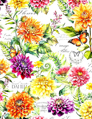 Wilmington Fabrics  #33923  ''Dahlia Botanica''an overall large f sold by the yard