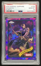 2025 Topps Chrome Marvel Sapphire Purple Sapphire #133 Hawkeye /15 PSA 10