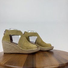 Womens Gentle Souls Charli Cross Elastic Yellow Wedge Espadrille Sandal Size 7.5
