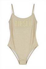 Diesel Bfsw-Gretel Costume Da Bagno Donna XS Intero Glitter Stretch Beige RRP110