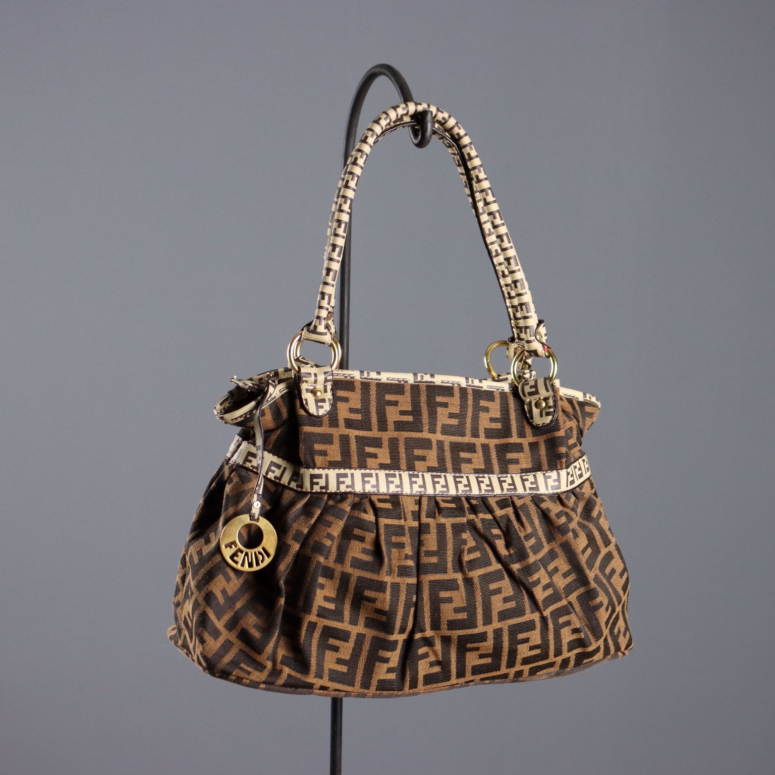 Fendi Borsa Chef Vintage Pelle Tessuto Cangiante Italia Anni 60-70 Originale