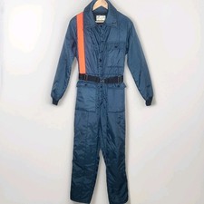 Vtg American Field Mens Navy Blue Nylon Insulated Snowsuit Coveralls Unisex